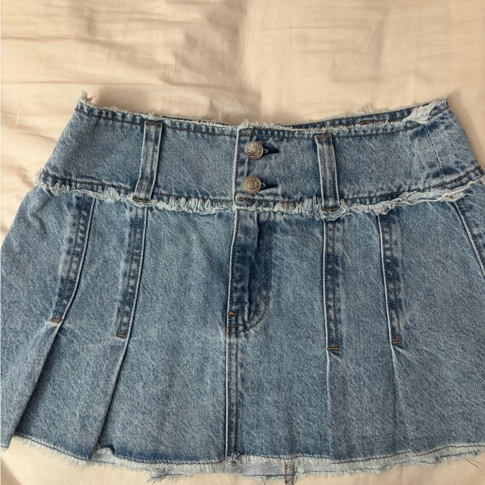 PacSun Frayed Denim Mini Skirt